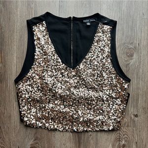 Sweet Rain full zip sequin crop top F
